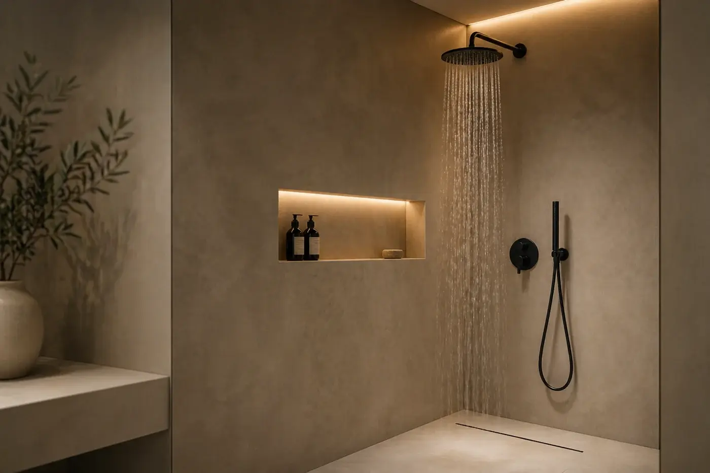 Aqua Sensa douche nis detail verlichte niche